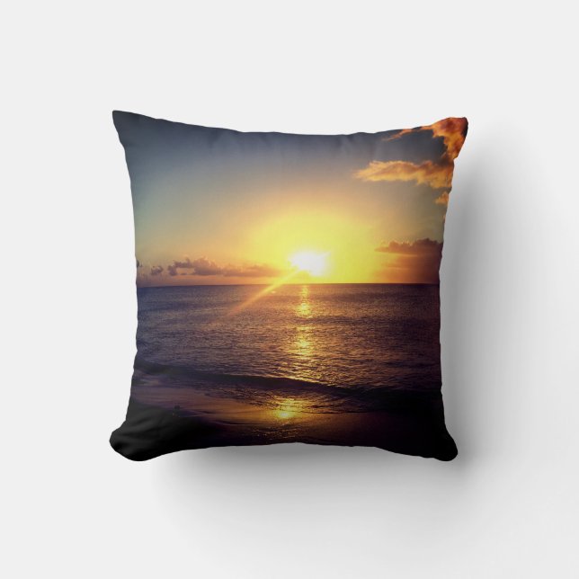 Tropical Sunset Throw Pillow (Front)