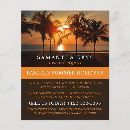 Tropical Sunset Vacation Travel Agent Advert  Flyer