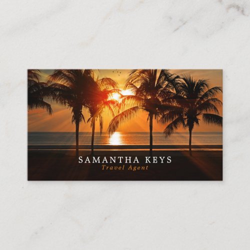 Tropical Sunset Vacation Travel Agent Business Card
