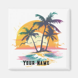 Tropical Sunset Vibes – Palm Trees & Beach Design Magnet