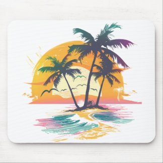 Tropical Sunset Vibes – Palm Trees & Beach Design Mouse Pad