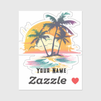 Tropical Sunset Vibes – Palm Trees & Beach Design Sticker
