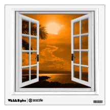 Tropical Sunset View Artificial Window