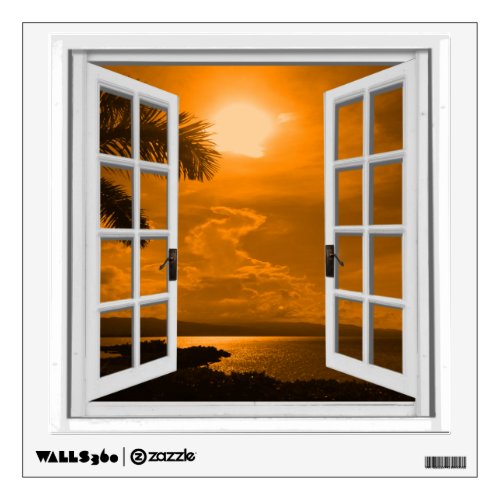 Tropical Sunset View Artificial Window Wall Sticker