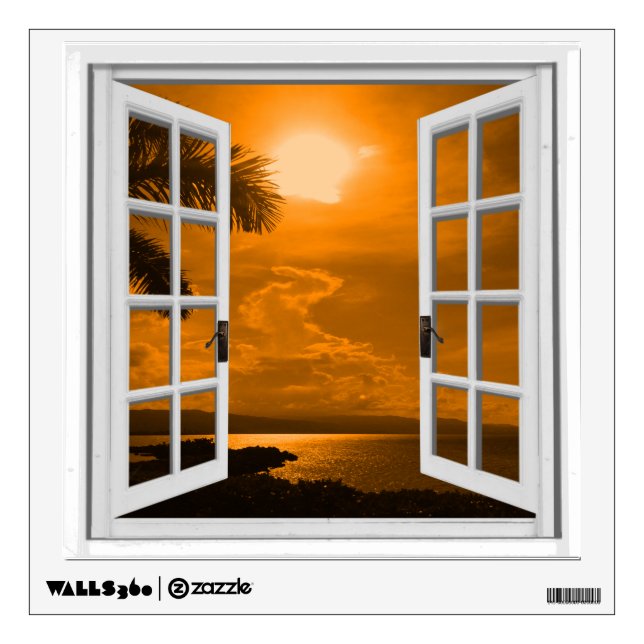 Tropical Sunset View Artificial Window Wall Sticker (Front)