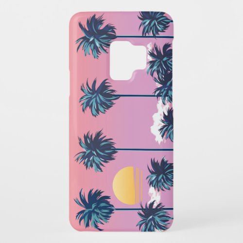 Tropical Sunset Vintage Beach Illustration Case_Mate Samsung Galaxy S9 Case