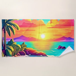 Tropical Sunset: Vivid Sky Beach Towel