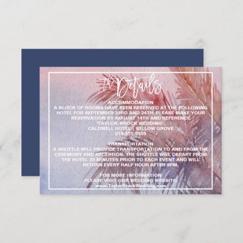 Tropical Sunset Wedding Details Enclosure Card