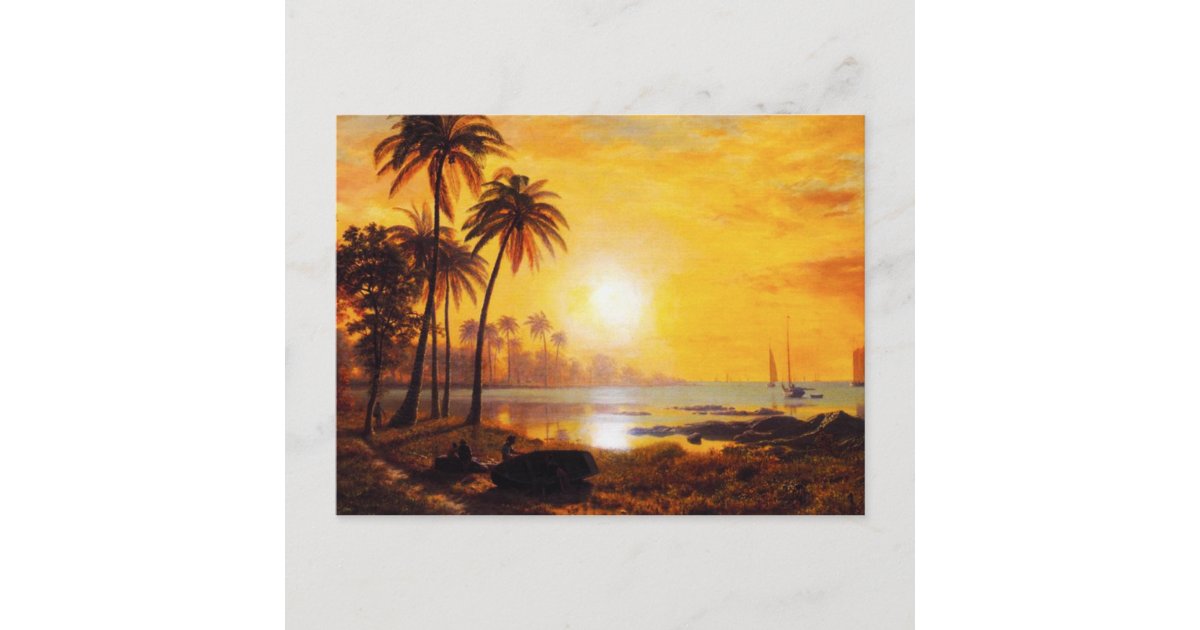 Tropical Sunset with Fishing Boats Postcard | Zazzle