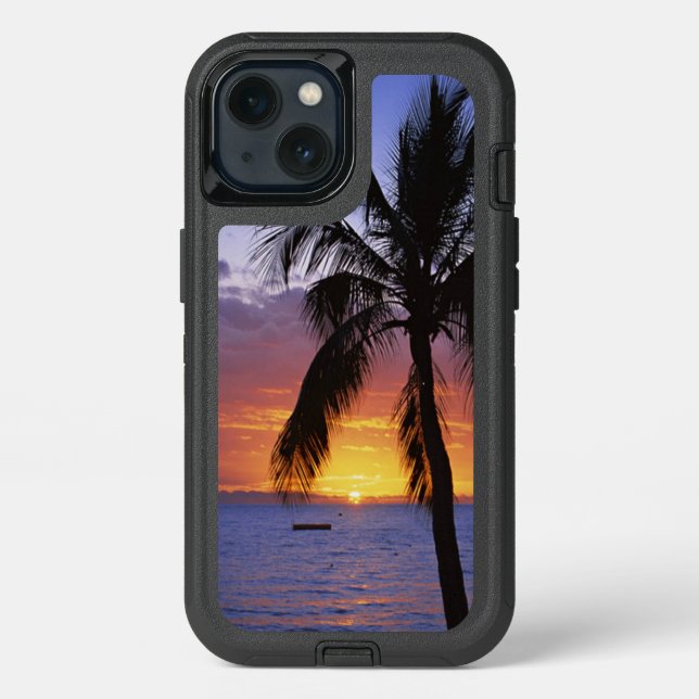 Tropical Sunset with Palm Tree, Otterbox iPhone Case (Back)