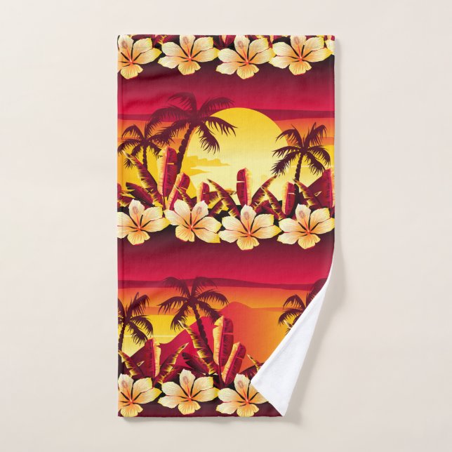 Tropical sunset with palms hand towel  (Hand Towel)