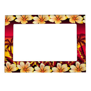 Tropical sunset with palms magnetic frame