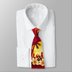 Tropical sunset with palms neck tie