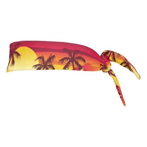 Tropical sunset with palms tie headband