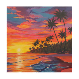 Tropical Sunset Wood Wall Art