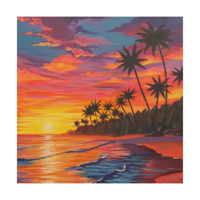 Tropical Sunset Wood Wall Art (Front)