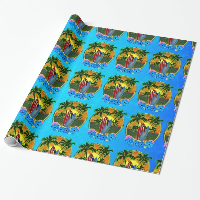 Tropical Sunset Wrapping Paper (Unrolled)