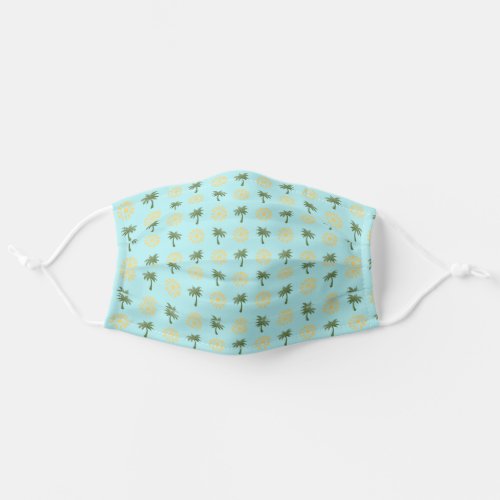 Tropical  Sunshine and Palm Trees on light blue Adult Cloth Face Mask