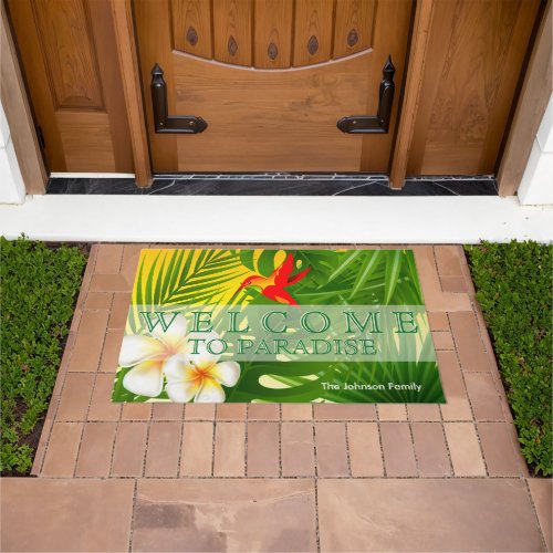 Tropical Sunshine with a Little  Hummingbird Doormat