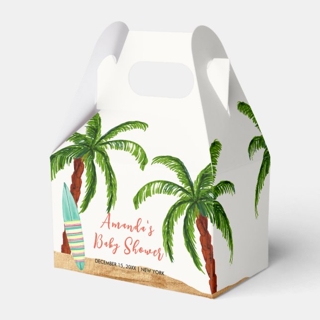 Tropical Surf Baby On Board Baby Shower  Favor Boxes (Front Side)