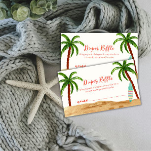 Tropical Surf Board Diaper Raffle Baby Shower  Enclosure Card