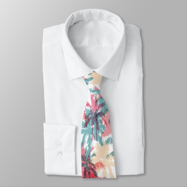 Tropical Surf | Ocean Beach | Seaside Palm Trees Neck Tie (Tied)