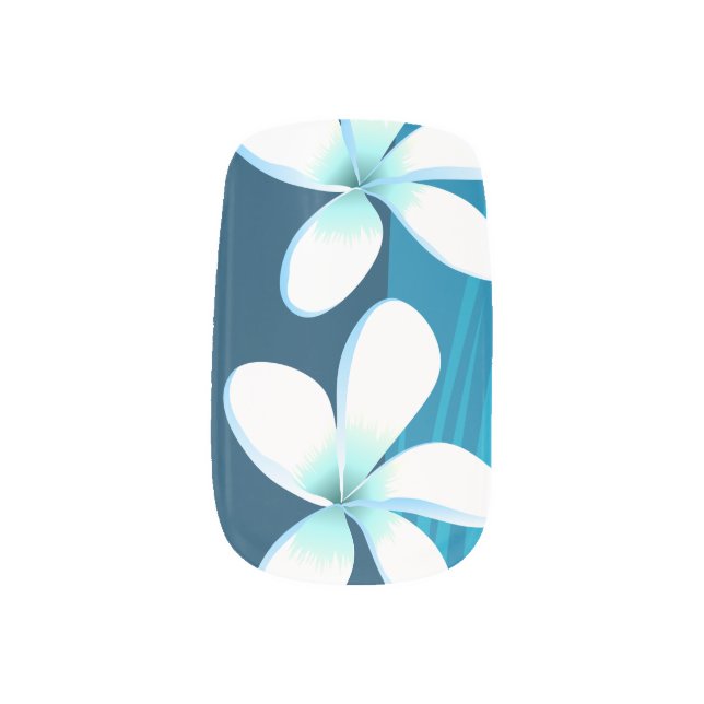 Tropical surf wave with palm minx nail art (Left Thumb)