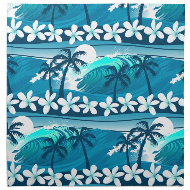 Tropical surf wave with palm trees cloth napkin (Front)