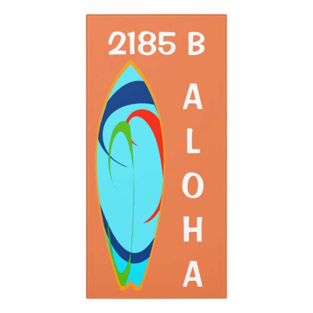 Tropical Surfboard Acrylic Door Sign (Classic Front Vert)