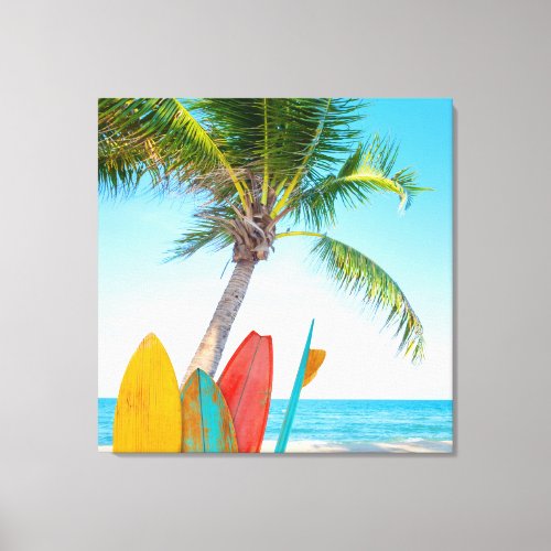 Tropical Surfboard Beach Canvas Print