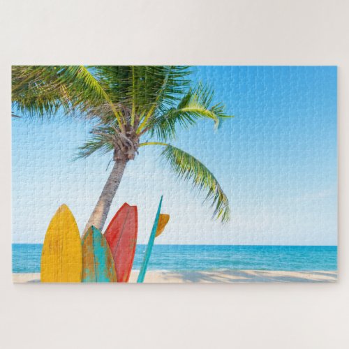 Tropical Surfboard Beach Jigsaw Puzzle