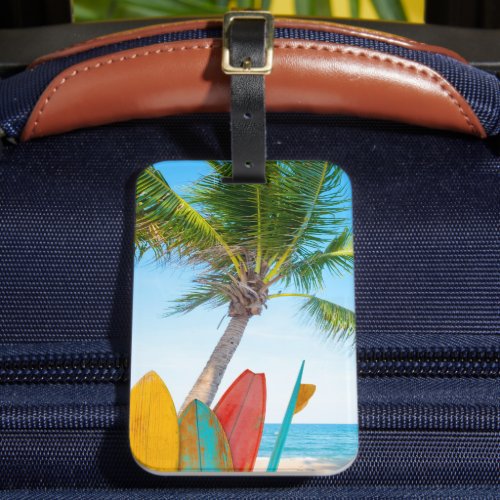 Tropical Surfboard Beach Luggage Tag