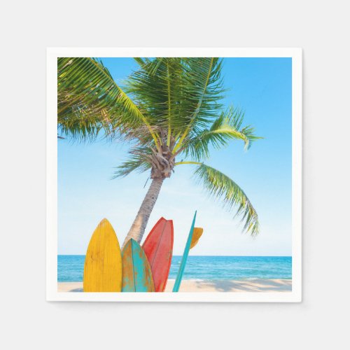 Tropical Surfboard Beach Napkins