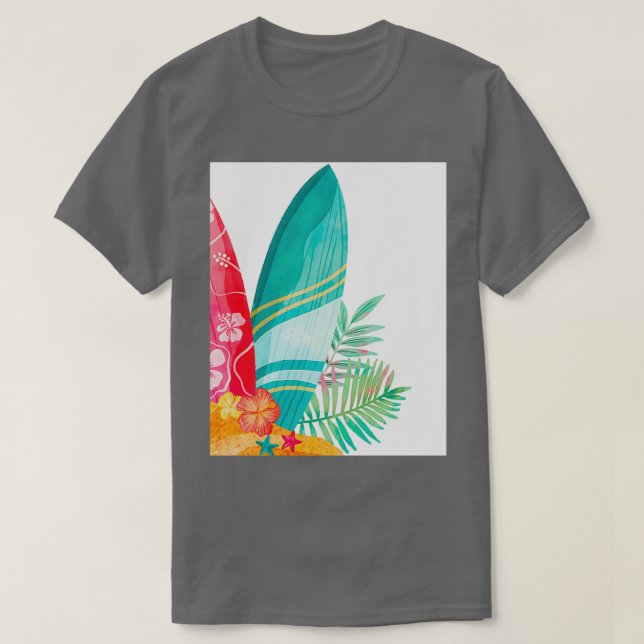 Tropical Surfboard Graphic T-Shirt (Design Front)