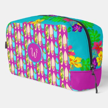 Tropical Surfboards And Hibiscus Flowers Dopp Kit by millhill at Zazzle