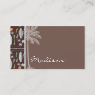 Tropical Surfboards & Hibiscus Business Card