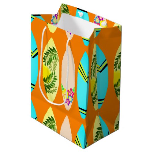 Tropical Surfboards Teen Girl Birthday Medium Gift Bag