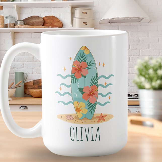Tropical Surfer – Hibiscus Dreams Coffee Mug (Creator Uploaded)