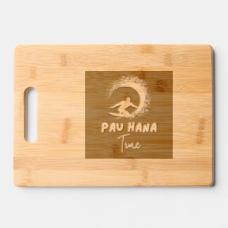 Tropical Surfer Pau Hana Time Engraved Cutting Board