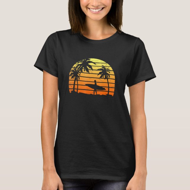 Tropical Surfer Water Sport Surf Surfboard Sunset  T-Shirt (Front)