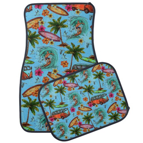 Tropical Surfing Beach Van Summer Life Car Floor Mat