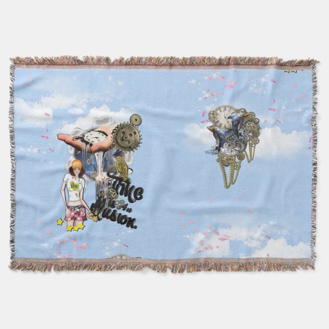 Tropical Surrealism Fantasy Throw Blanket (Front)