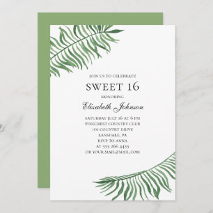 Tropical Sweet 16. Green exotic 16th birthday Invitation
