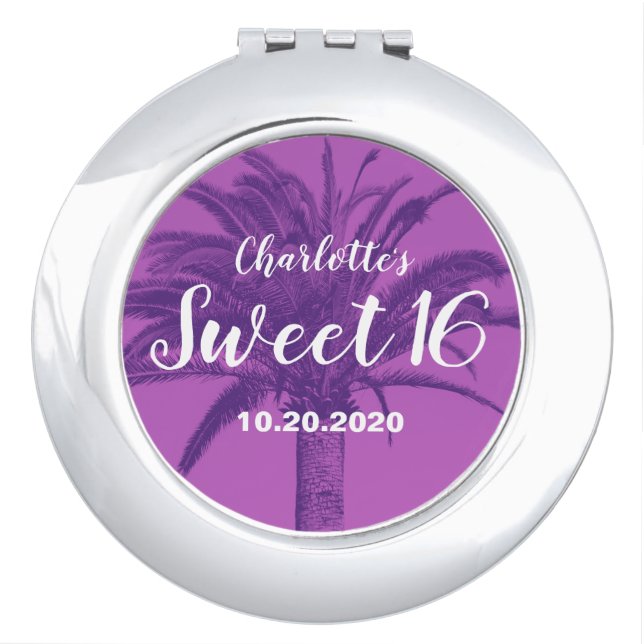 Tropical Sweet 16 Party Favor Compact Mirror (Front)