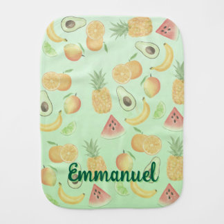 " Tropical Sweet - Editable with Name" Baby Burp Cloth