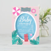 Tropical swimming pool fun summer baby shower invitation (Standing Front)