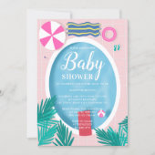 Tropical swimming pool fun summer baby shower invitation (Front)