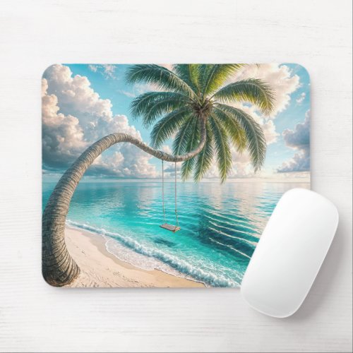 Tropical Swing Hanging From Palm Tree Mouse Pad