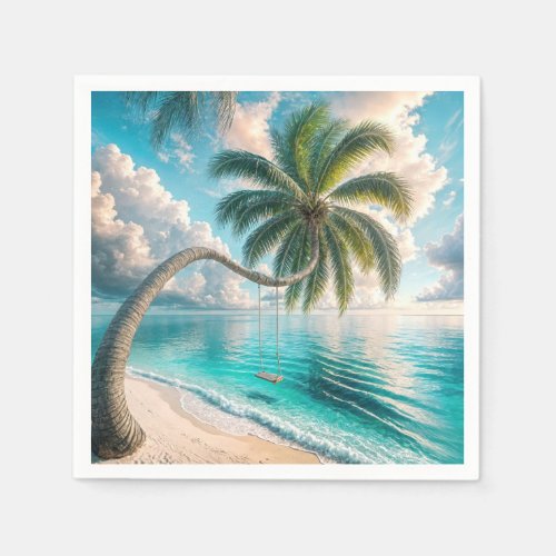 Tropical Swing Hanging From Palm Tree Napkins