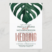 Tropical Swiss Cheese Leaf Rose Gold Wedding